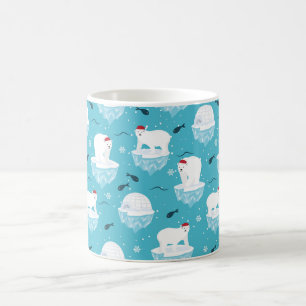 Mug Ours polaires mignons à Santa Hats Motif de Noël