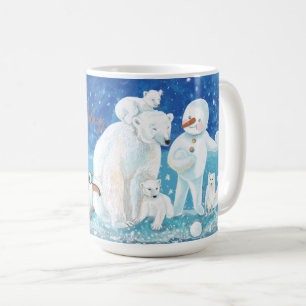 Mug Ours polaires, Renard, Pingouin et Snowman heureux
