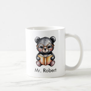 Mug Ourson Noir Bébé Mignon Lisant un Livre Personnali