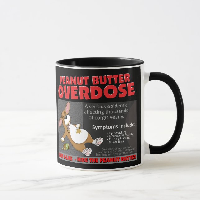 Mug Overdose de PB de corgi (Droite)