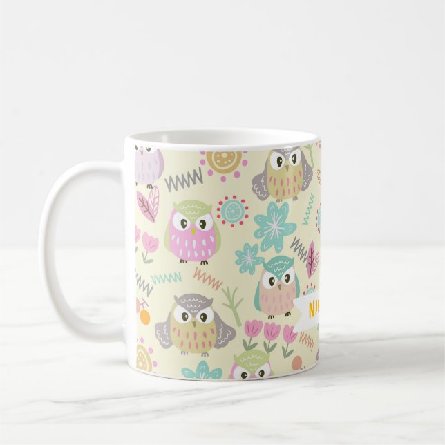 Mug Owl Pastel Jaune (Gauche)
