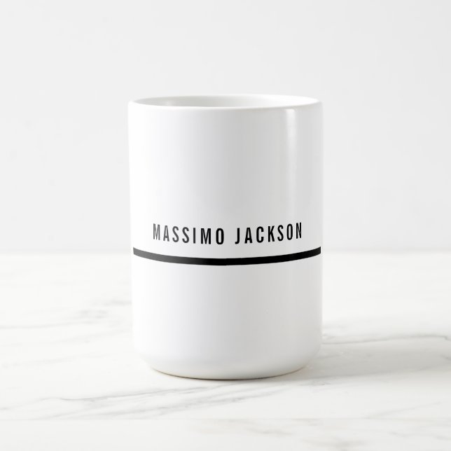 Mug Own Name Decorative Chic Plain Simple Black White (Centre)