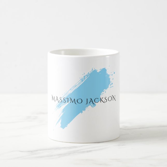 Mug Own Name Decorative Chic Plain Simple Blue White (Centre)