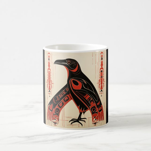 Mug Pacific Northwest art style raven (Centre)