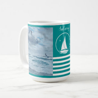 Mug Pacifique mer/aqua bleu/voilier