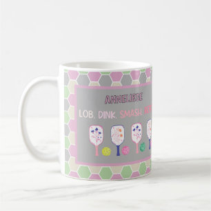 Mug Pagaies florales et Pickleball personnalisé Pastel