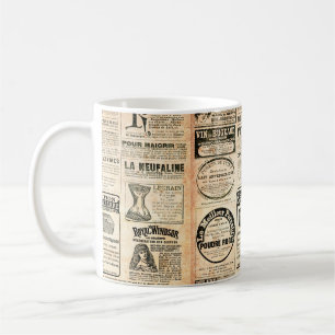 Mug Page de journal avec publicité - Vintage engrave