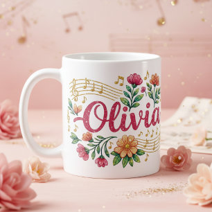 Mug Pailleté Amoureux de Musique Floral Olivia
