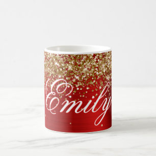 Mug Pailleté doré personnalisé feuille d'aluminium rou