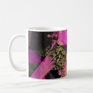 Mug Pailleté Or Noir Rose Pinceau Moderne Glam Grunge