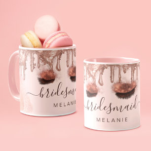 Mug Pailleté Or Rose Dégoulinant Glam Beauté Nom Perso