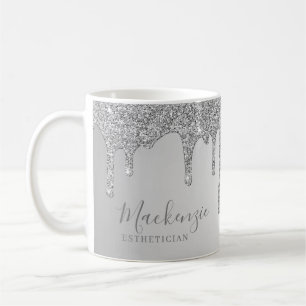 Mug Paillettes argentées chic personnalisées gouttes s