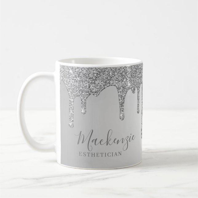 Mug Paillettes argentées chic personnalisées gouttes s (Gauche)