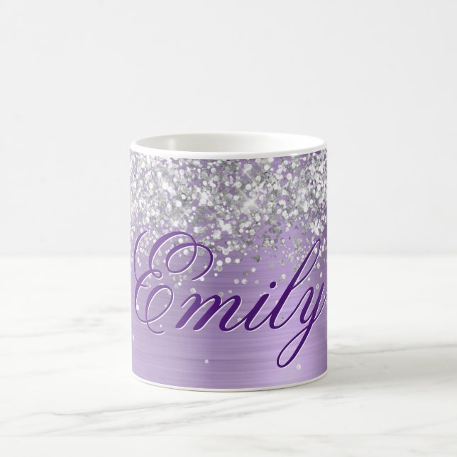 Mug Paillettes argentées personnalisées sur feuille de (Centre)