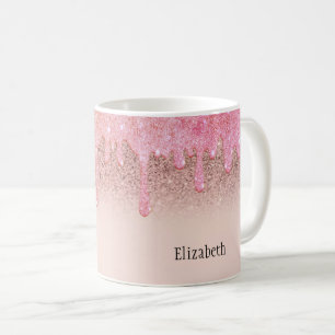 Mug Paillettes de rose doré tendance à gouttes
