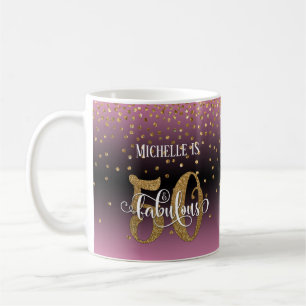 Mug Paillettes et écriture 50 et fabuleuse, ombre rose