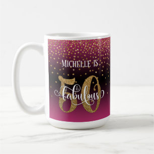 Mug Paillettes et écriture 50 et fabuleux, ombré rose