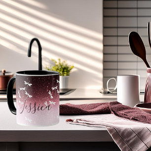 Mug Paillettes et libellules personnalisées