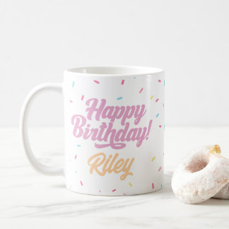 Mug Paillettes rose et arc-en-ciel personnalisables An