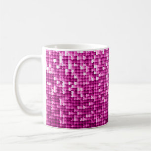 Mug Paillettes roses, argent, paillettes noires