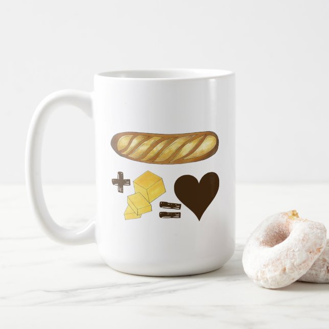 Mug Pain d'appariement classique + Beurre = Coeur d'am (Avec donut)