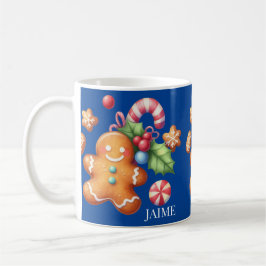 Mug Pain d'épices Noël Peppermenthe Bleu Nom