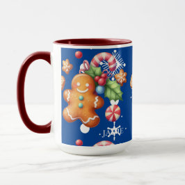 Mug Pain d'épices Noël Peppermenthe Bleu Nom Neige