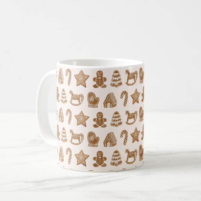 Mug Pain d'épices sur l'arrière - plan rose. (Devant gauche)