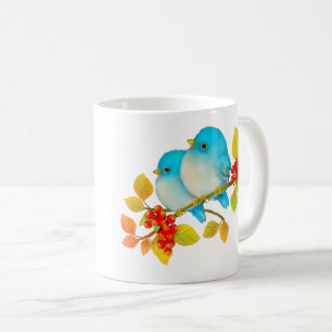 Mug Paire mignonne d'oiseaux bleus