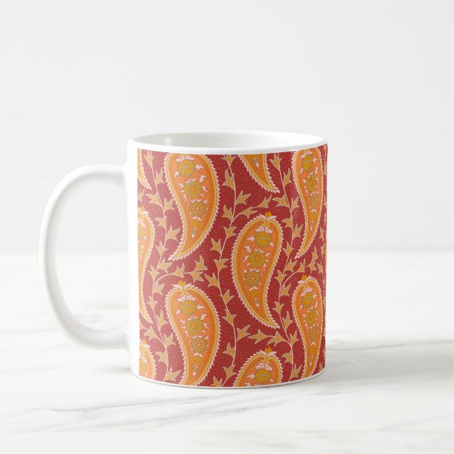 Mug Paisley motif. Concombre turc. Maroon-orange c (Gauche)