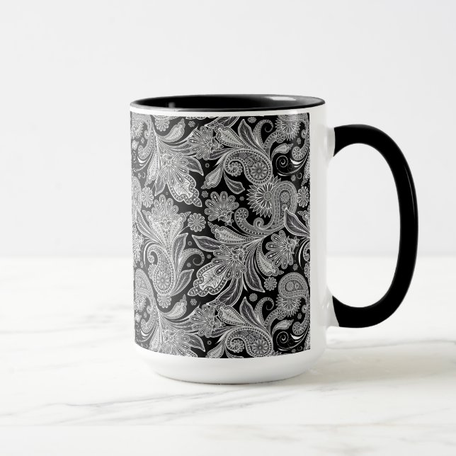 Mug Paisley orange noir et blanc 2 (Droite)