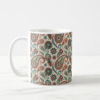 Mug Paisley vintage en crème Turquoise rouge