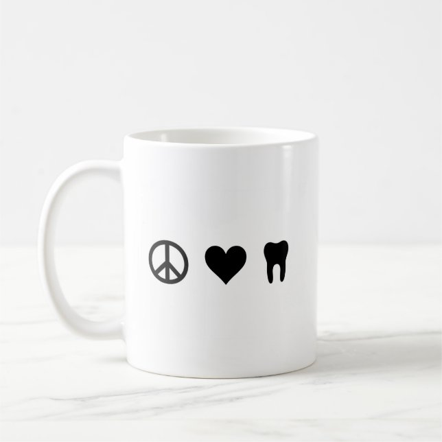Mug Paix, amour, art dentaire (Gauche)