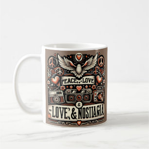 Mug Paix, amour et nostalgie : Citation de la typograp