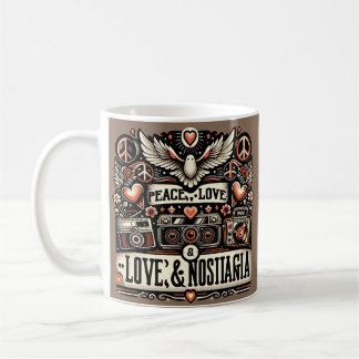 Mug Paix, amour et nostalgie : Citation de la typograp