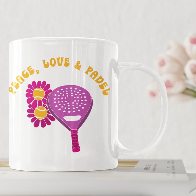 Mug Paix, Amour et Padel Flower Power (Créateur téléchargé)