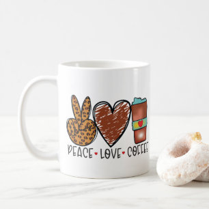 Mug Paix moderne, Amour, Typographie du café