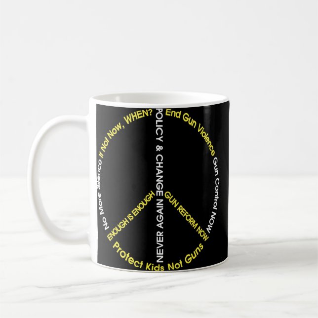 Mug Paix Signal Assez Fin Arme À Feu Violence Sensibil (Gauche)