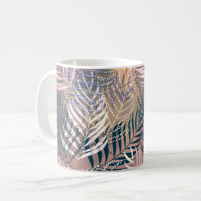 Mug Palm feuille, tropical, Botanique, feuille, jungle (Devant gauche)