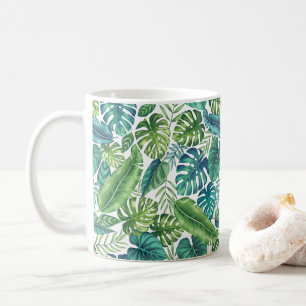 Mug Palm vert et Turquoise Tropical Banana Monstera Fe