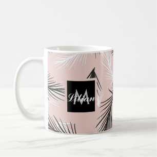 Mug Palmes Noir Blanc Tone Rose
