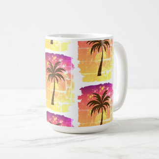 Mug Palmier au coucher de soleil étincelant | Soie Par