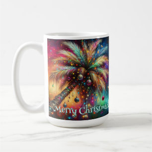 Mug Palmier de Noël Whimsical Tropical Beach Vivid