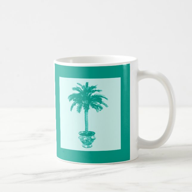 Mug Palmier en pot - turquoise et aqua (Droite)
