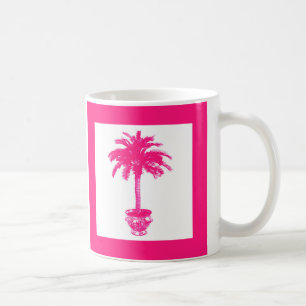 Mug Palmier pointillé - rose fuchsia et blanc