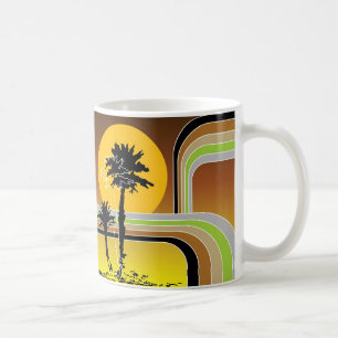 Mug Palmiers Tropical Retro Beach Sunset Stripes Mod