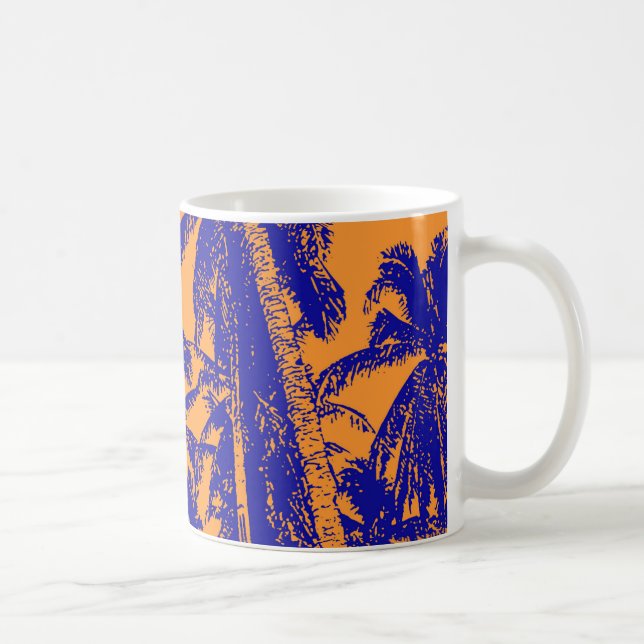Mug Palmiers tropicaux. Motif à feuilles posterisées.. (Droite)