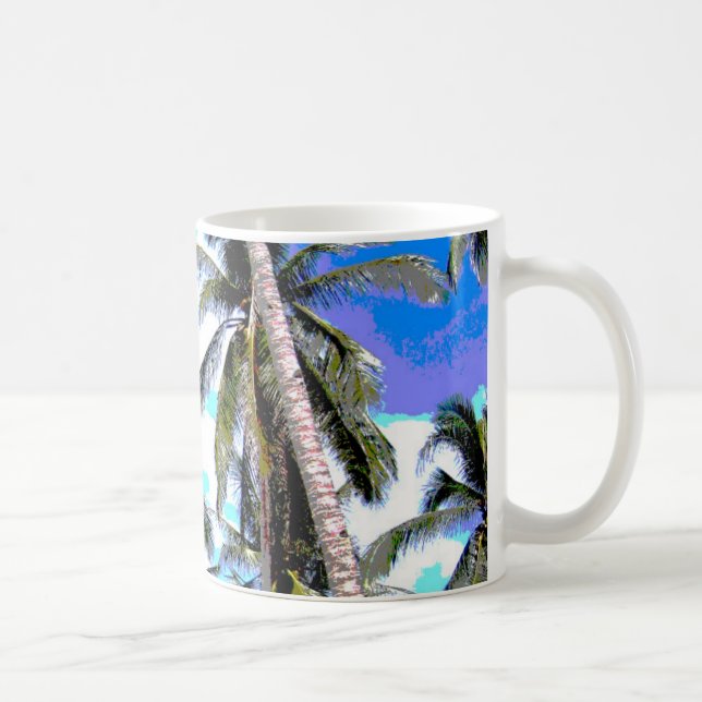 Mug Palmiers tropicaux. Motif à feuilles posterisées.. (Droite)
