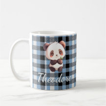 Panda à carreaux bleus personnalisé