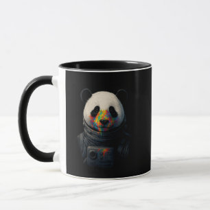 Mug Panda astronaute avec éclaboussure de peinture néo